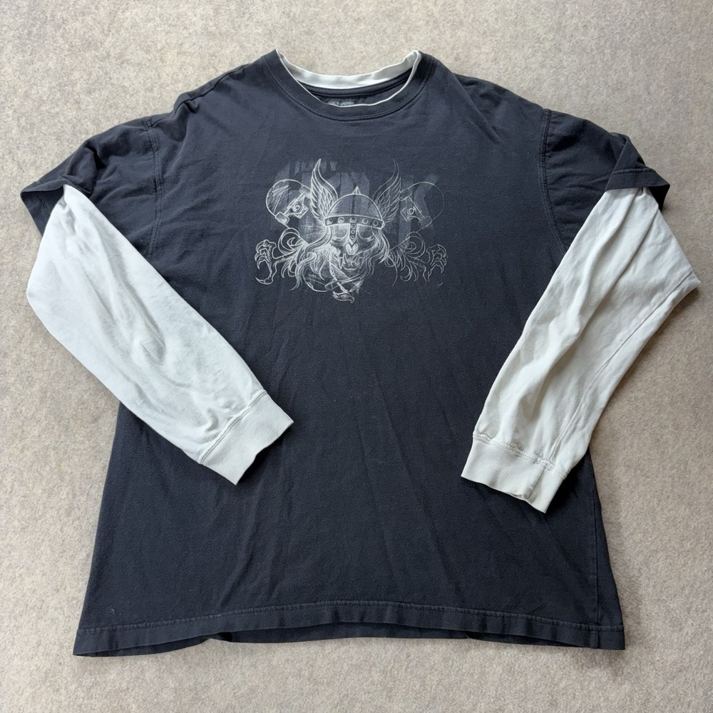 Vintage Y2K Tony Hawk TShirt Mens Large Layered Long Sleeve Skateboarding Thrash